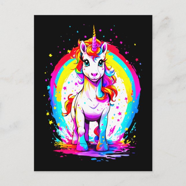 Postal Unicornio arcoiris (Anverso)