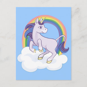 Postal Unicornio arcoiris mágico