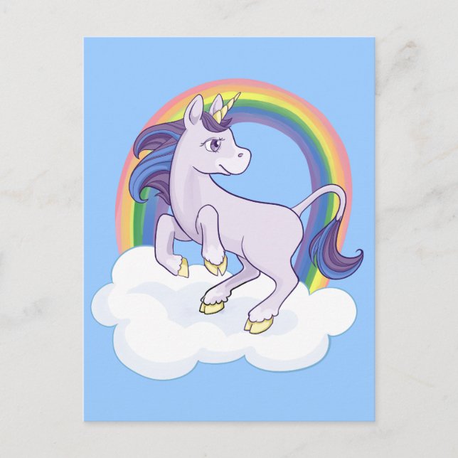 Postal Unicornio arcoiris mágico (Anverso)