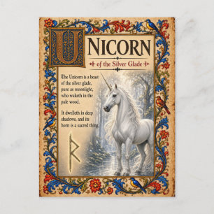 Postal Unicornio, Arte de Bestiario Medieval