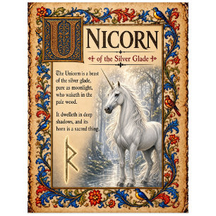 Postal Unicornio, Arte de Bestiario Medieval
