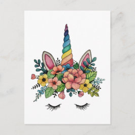 Postal Unicornio azota con cuerno arco iris