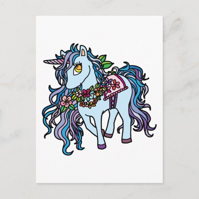 Postal Unicornio azul (Anverso)