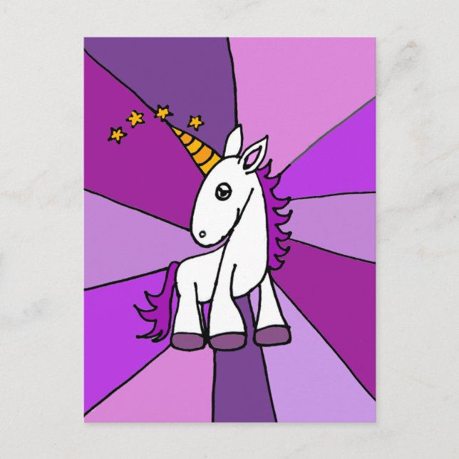 Postal Unicornio bebé con arte del Cuerno de Oro (Anverso)