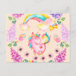 Postal Unicornio bebé jugando en su jardín Multiproductos