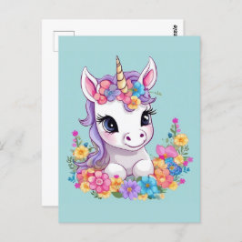 Postal Unicornio, bebé mágico dulce