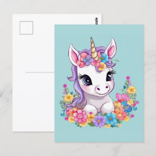 Postal Unicornio, bebé mágico dulce