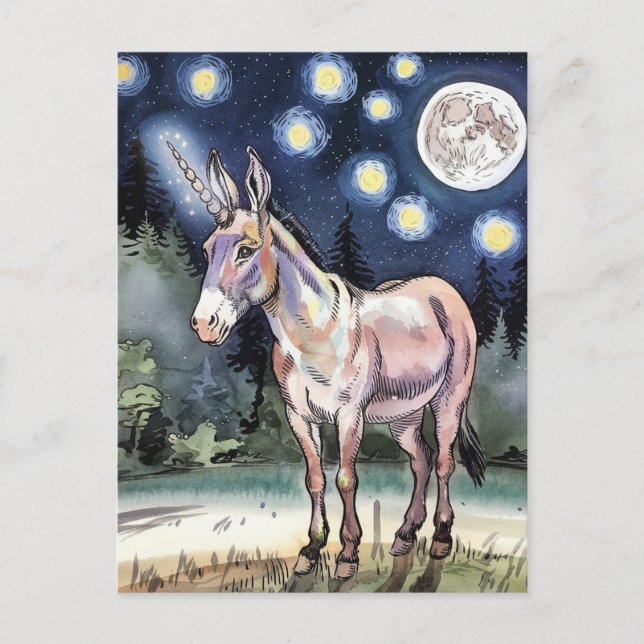Postal Unicornio burro lindo (Anverso)