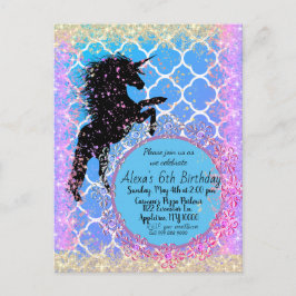 Postal Unicornio caprichoso estrellado brillante personal