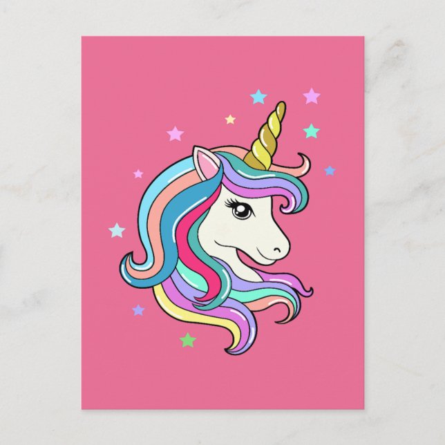 Postal Unicornio colorido (Anverso)