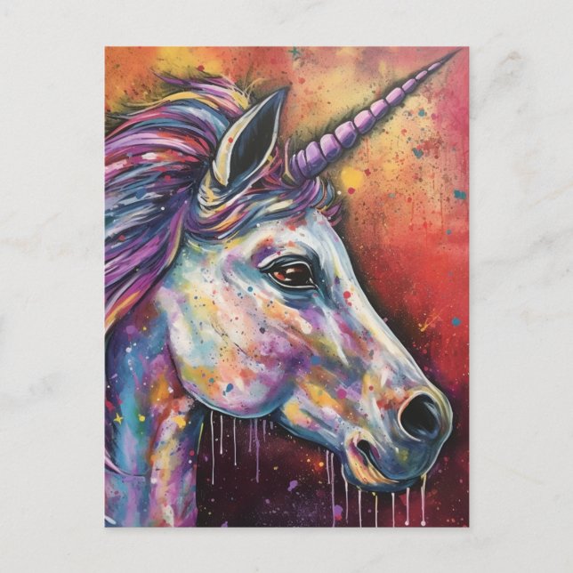 Postal Unicornio colorido (Anverso)