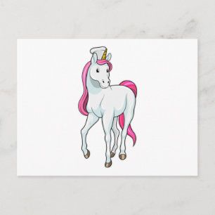 Postal Unicornio como cocinero con sombrero de chef