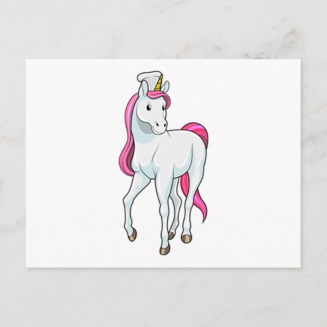 Postal Unicornio como cocinero con sombrero de chef (Anverso)