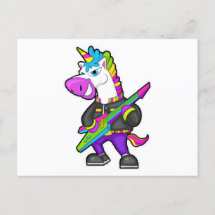 Postal Unicornio como músico con guitarra