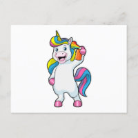Unicornio como peluquero con laca para el pelo