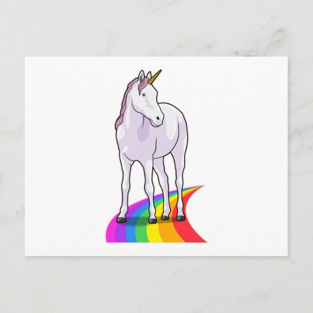 Postal Unicornio con arcoiris (Anverso)