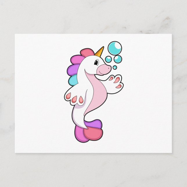 Postal Unicornio con burbujas de agua.PNG (Anverso)