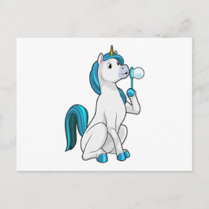 Postal Unicornio con burbujas de jabón