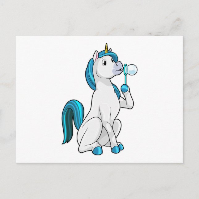 Postal Unicornio con burbujas de jabón (Anverso)