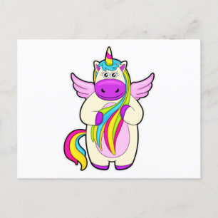 Postal Unicornio con cabellos coloridos