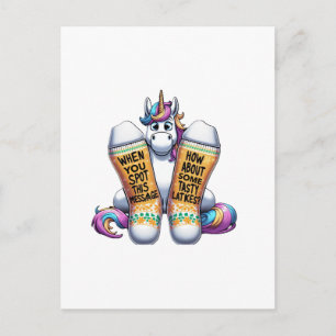Postal Unicornio con calcetines hombres mujeres niños ado