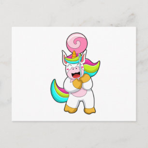 Postal Unicornio con Chupachups