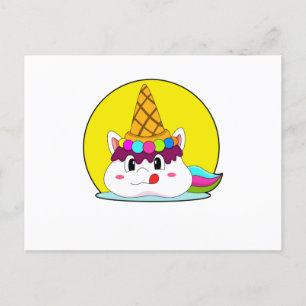 Postal Unicornio con cono de helado