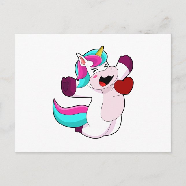 Postal Unicornio con corazón (Anverso)