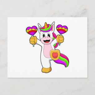 Postal Unicornio con Corazones