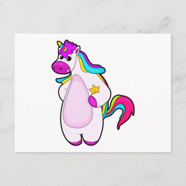 Postal Unicornio con estrella (Anverso)