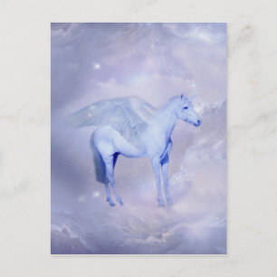 Postal Unicornio con fantasía de alas
