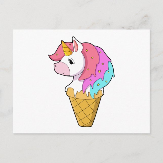 Postal Unicornio con helado (Anverso)