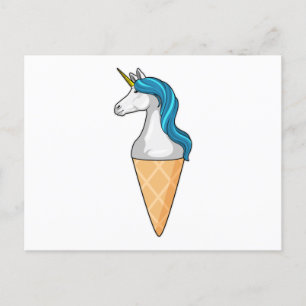 Postal Unicornio con helado de gofre