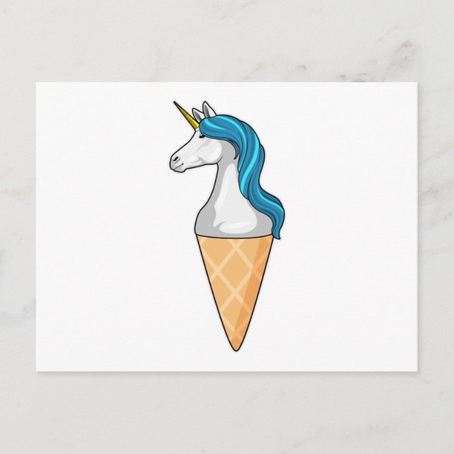 Postal Unicornio con helado de Waffle (Anverso)