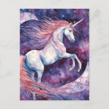 Unicornio con la luna rosa blanco morado 