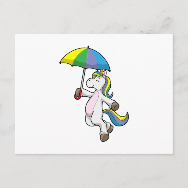 Postal Unicornio con paraguas (Anverso)