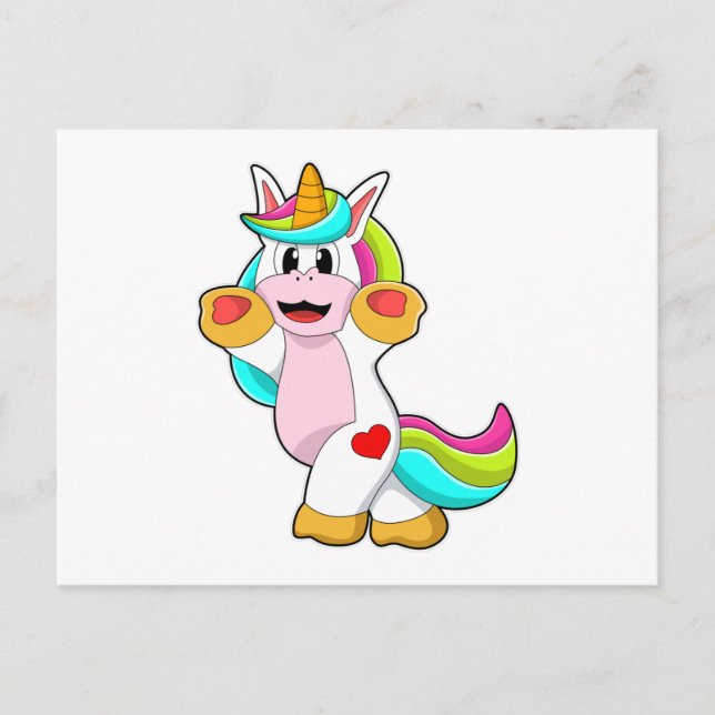 Postal Unicornio con tatuaje cardíaco (Anverso)