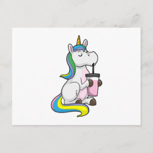 Postal Unicornio con té de burbuja