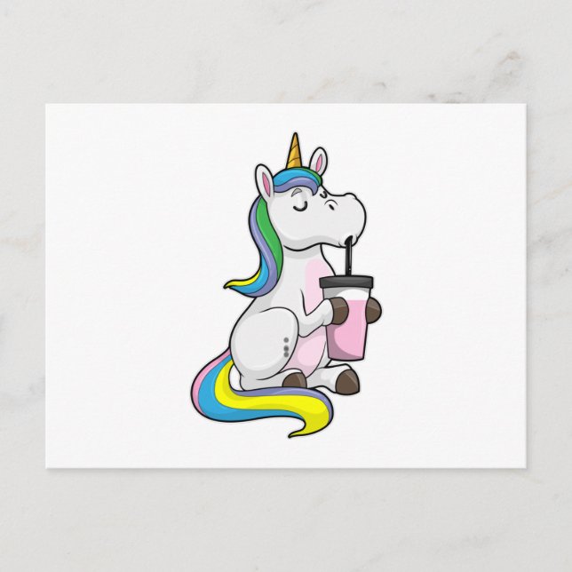 Postal Unicornio con té de burbujas (Anverso)