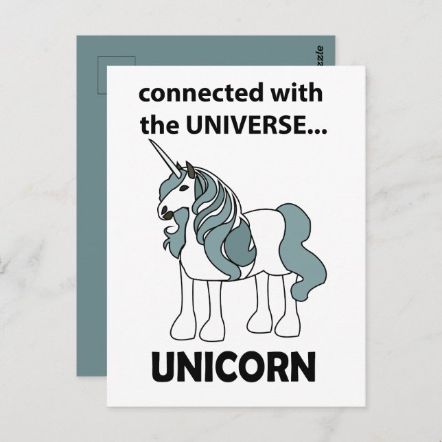 Postal Unicornio Conectado Con El Universo Unicornio (Anverso / Reverso)
