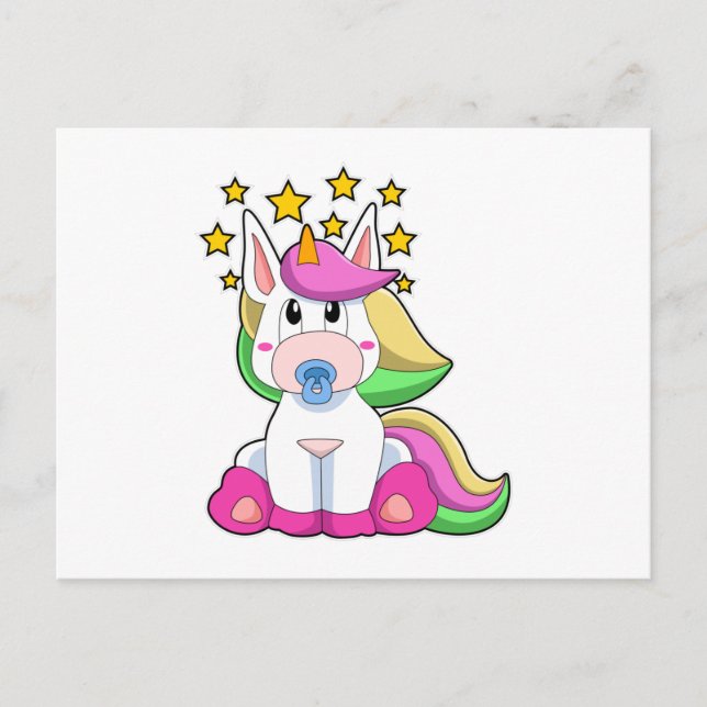 Postal Unicornio de bebé con chupete (Anverso)