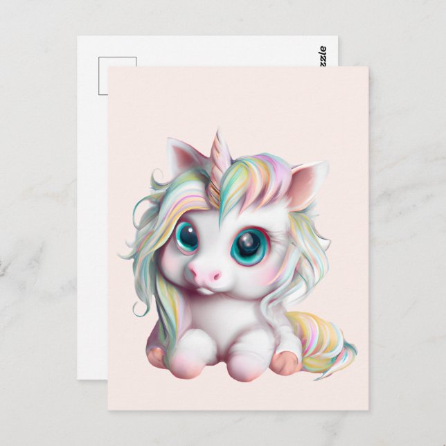 Postal Unicornio de bebé dulce y adorable (Anverso / Reverso)