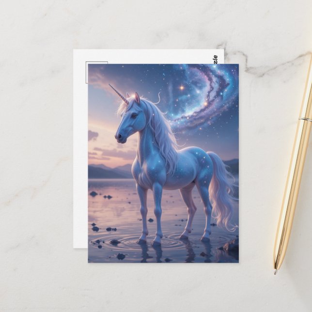 Postal Unicornio de fantasía (Anverso/Reverso In Situ)
