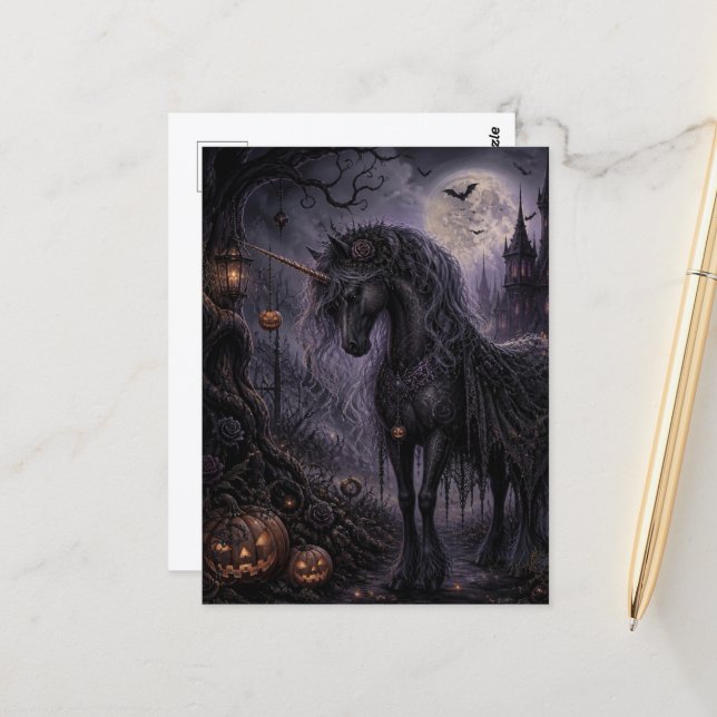 Postal Unicornio de Halloween (Anverso/Reverso In Situ)