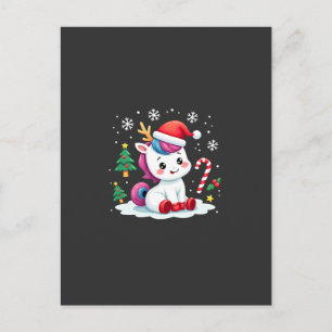 Postal Unicornio de Navidad Lindo Mágico Xmas Niñas