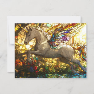 Postal Unicornio de vidrio manchado