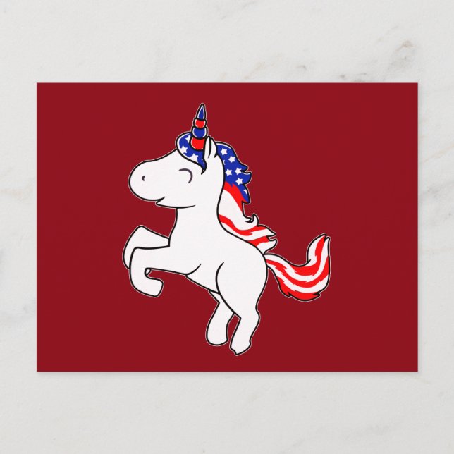 Postal Unicornio de White Patriotic USA Flag Mane Persona (Anverso)