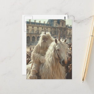 Postal Unicornio Divertido en la Ciudad