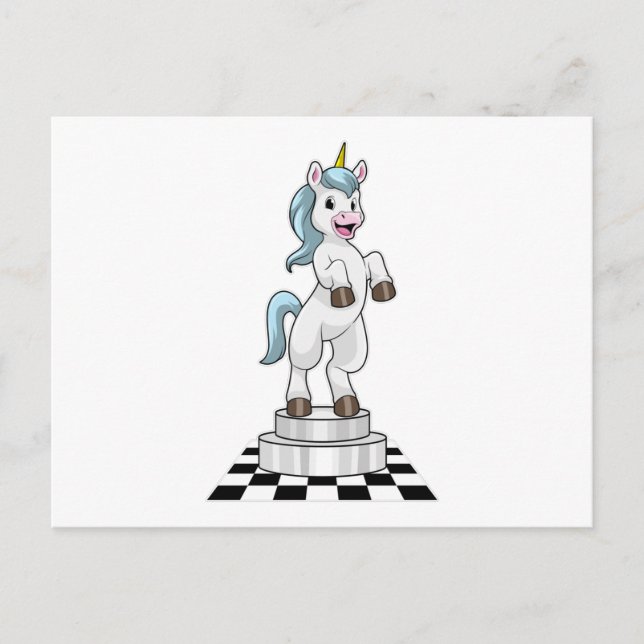 Postal Unicornio en ajedrez como pieza de ajedrez Knight (Anverso)