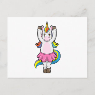 Postal Unicornio en baile de ballet con falda